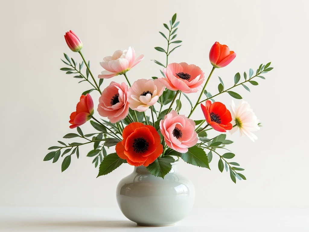 Modern minimalist floral arrangement with clean lines