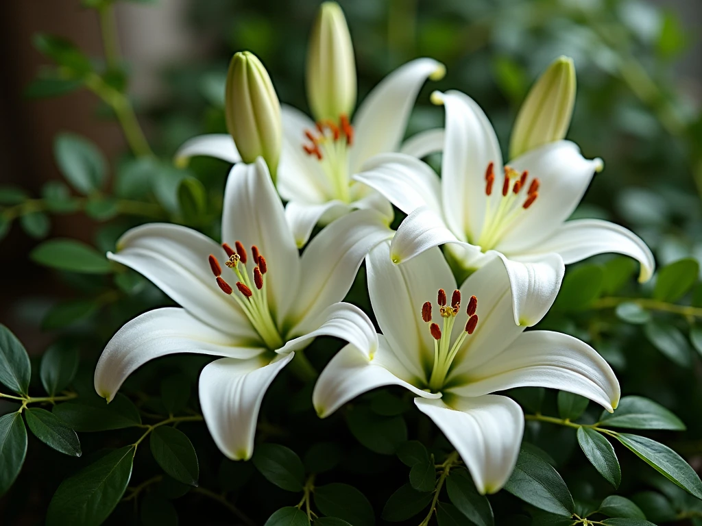 Peaceful sympathy floral arrangement with white lilies